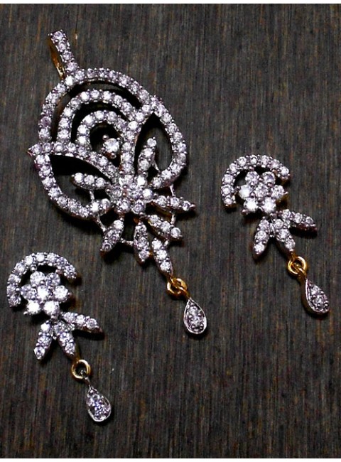 CZ Pendant With Earrings